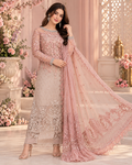 ZUNVEX Luxury Chiffon 3PC – 3D Floral Handwork & Sequin Embroidered Suit