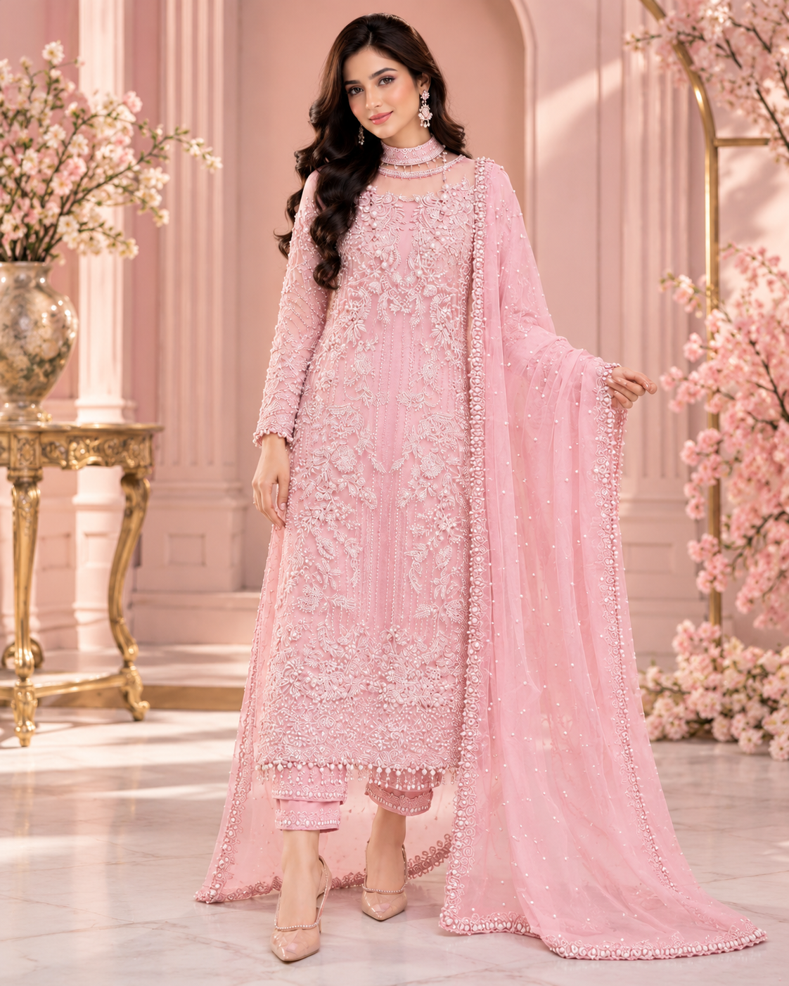 ZUNVEX Luxury Net 3PC – Sequin Embroidered Suit