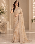 Maria B Inspired Luxury Sequence Net Saree – Tissue Silk Body | Unstitched Replica