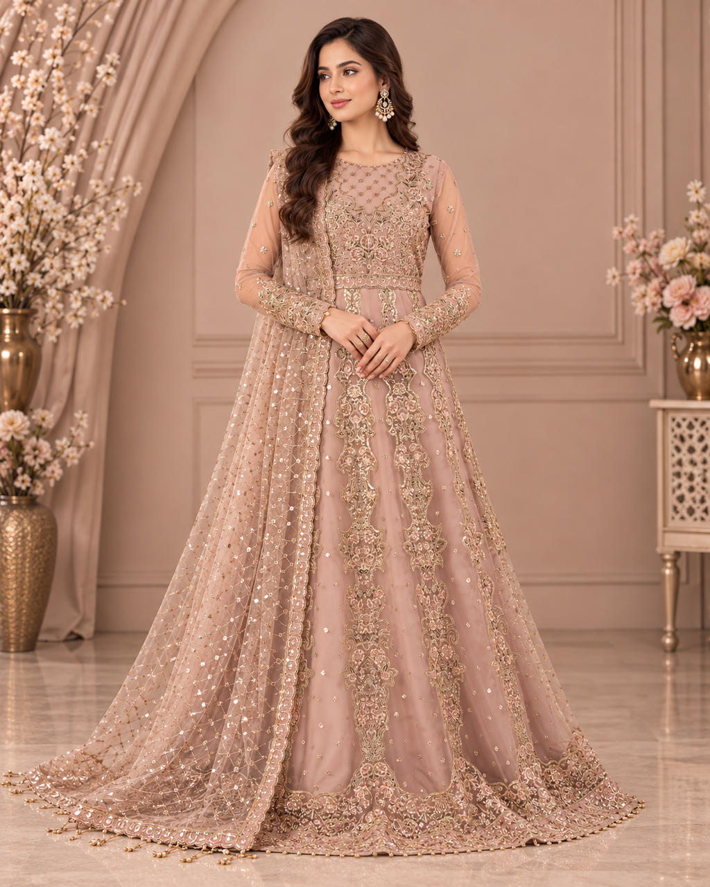 ALIZEH Luxury Heavy Embroidered Net & Silk Formal Dress