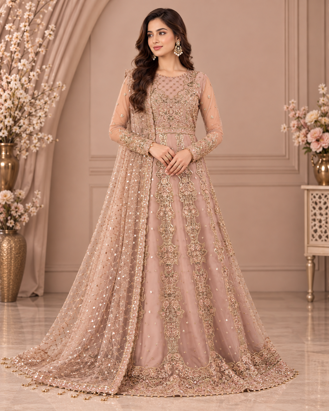 ALIZEH Luxury Heavy Embroidered Net & Silk Formal Dress