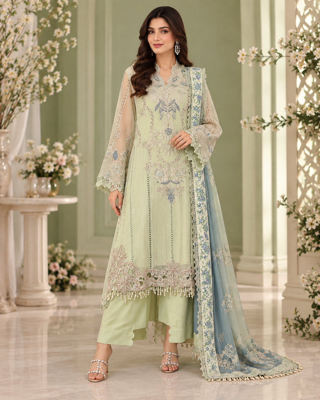 Maria B Chiffon Eid Collection 2026 – Luxury Heavy Embroidered 3PC Suit