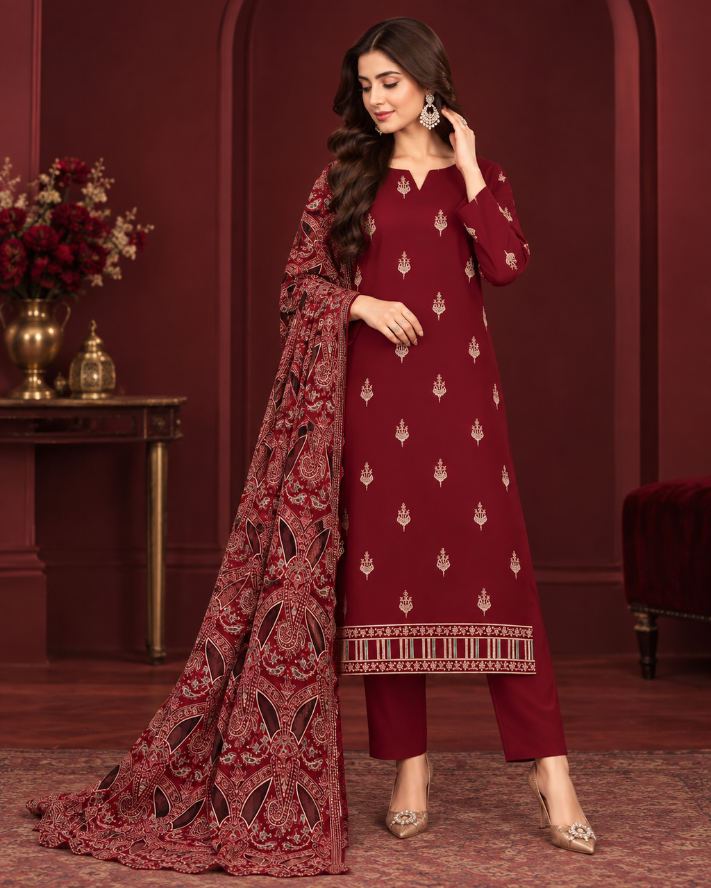 BAREEZE 281 Luxury Dhanak 3PC Embroidered Collection