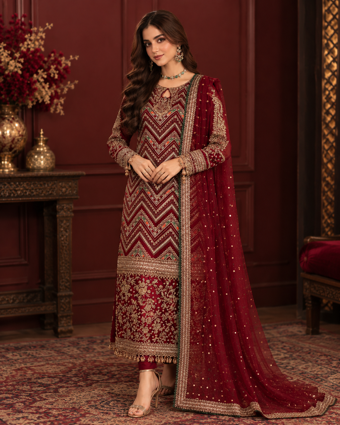 Charizma Wedding Edition 2026 – Luxury Heavy Embroidered Chiffon 3PC Suit