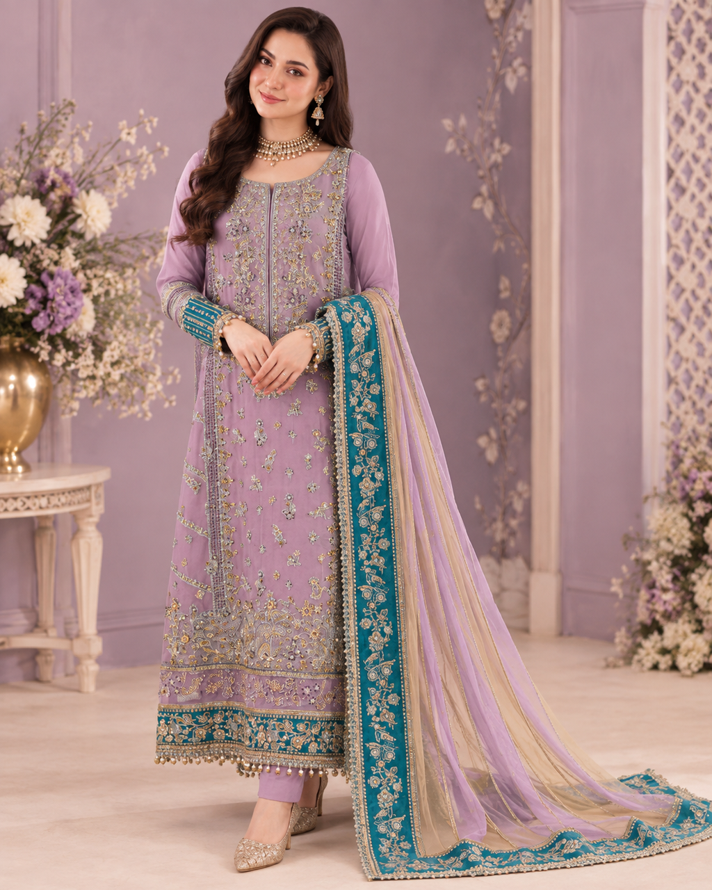 Charizma Luxury Chiffon/Net Embroidered 3PC Suit – Adda Work Collection