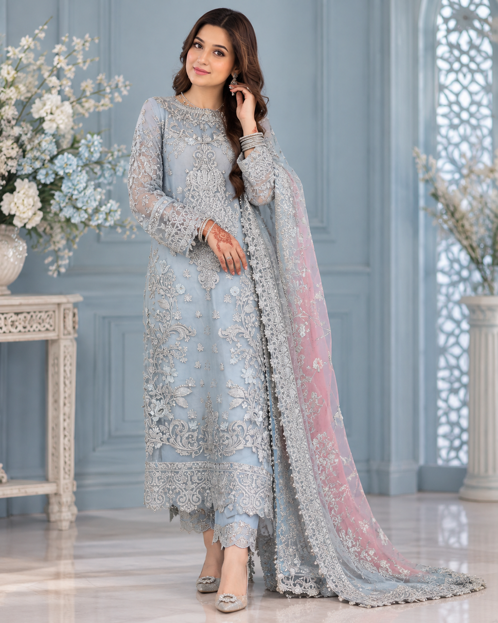 LAAM Luxury Organza 3PC Unstitched Handwork Suit – Premium Collection