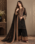 Luxury Black Chiffon Heavy Sequins Embroidered 3-Piece Suit