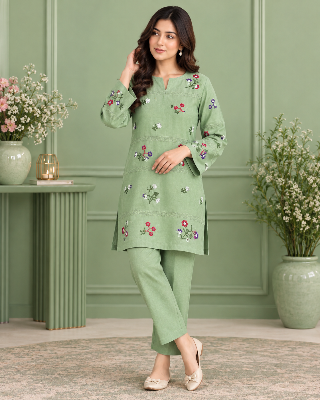 BAREEZE Premium 2PC Embroidered Linen
