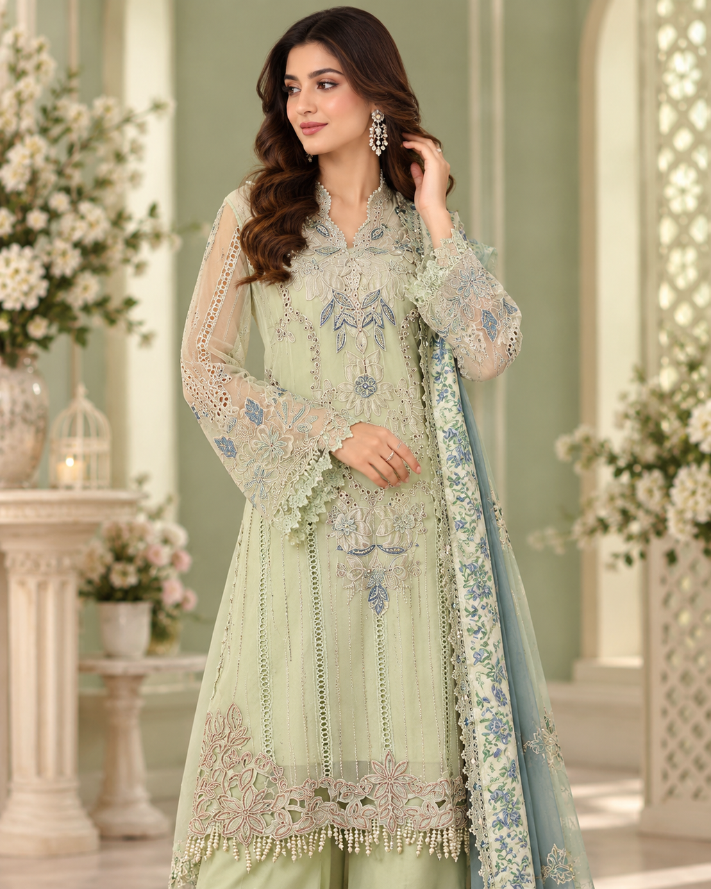 Maria B Chiffon Eid Collection 2026 – Luxury Heavy Embroidered 3PC Suit