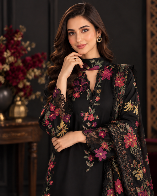 IZNIK Premium Dhanak 3PC Chicken Kaari Embroidered Suit