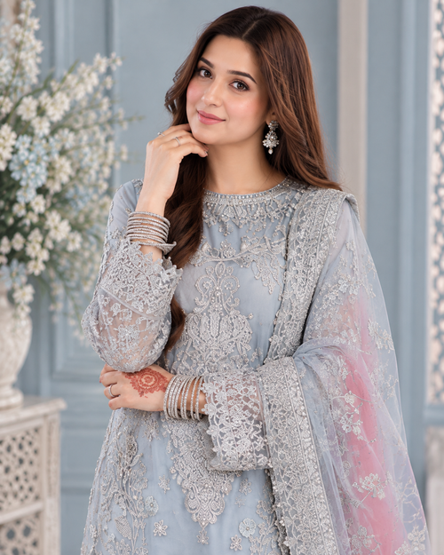LAAM Luxury Organza 3PC Unstitched Handwork Suit – Premium Collection