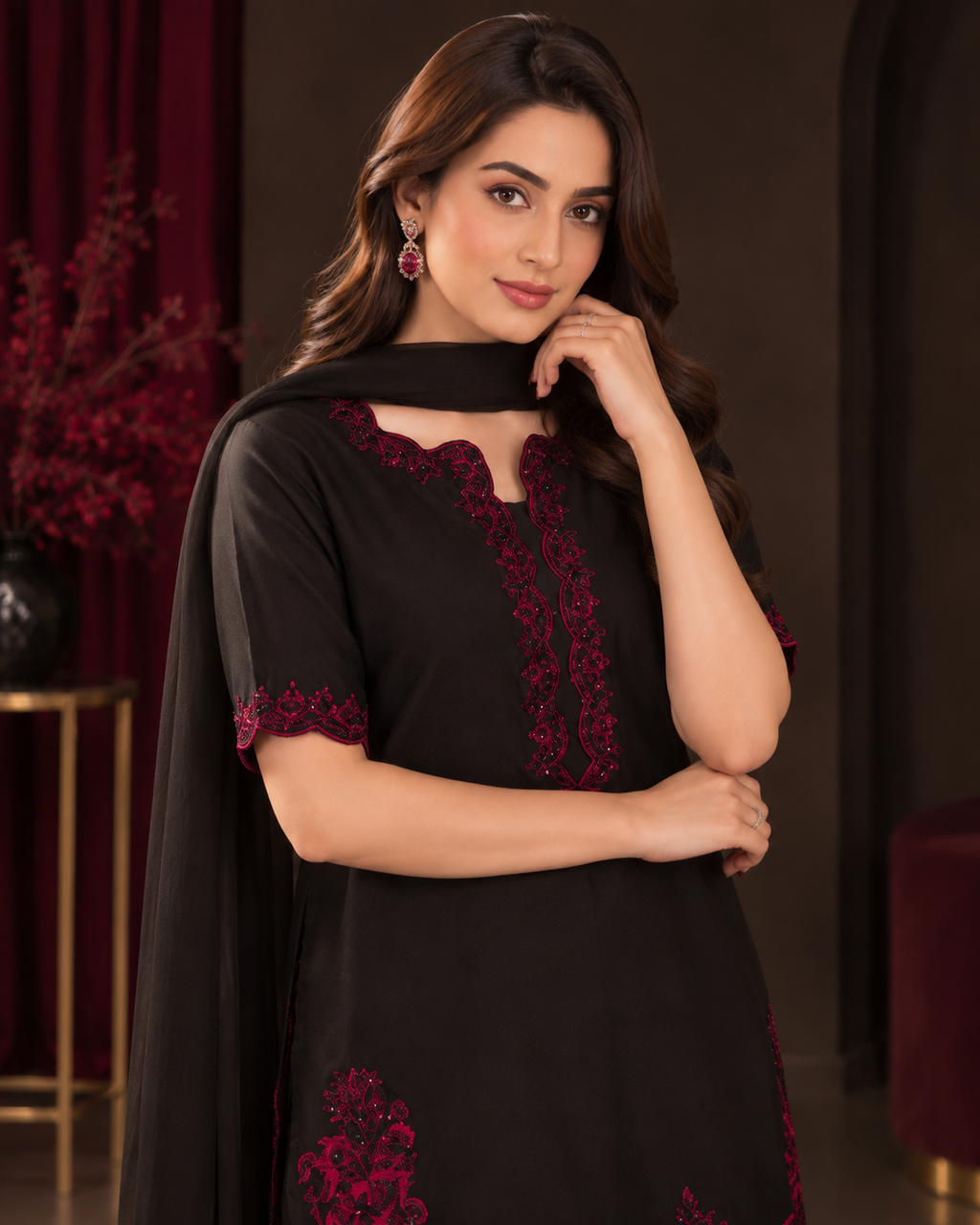 Luxury Shamoz Silk Embroidered 3PC Festive Suit 2026/27