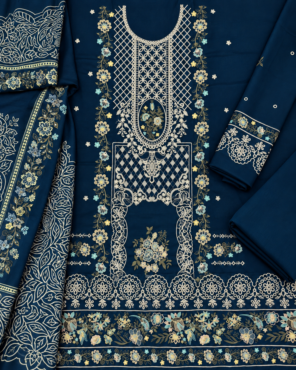 Premium Airjet Dhanak Embroidered 3PC with Digital Wool Shawl – Winter Collection 2026-27
