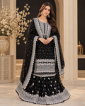 ZUNVEX Premium Luxury Chiffon 3PC – Heavy Spangle Embroidered Unstitched Gharara Suit