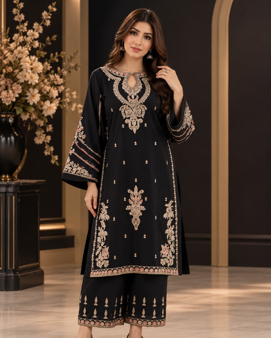 ZUNVEX Urgepret Premium Luxury Airjet Dhanak 2PC – Heavy Embroidered Unstitched Suit
