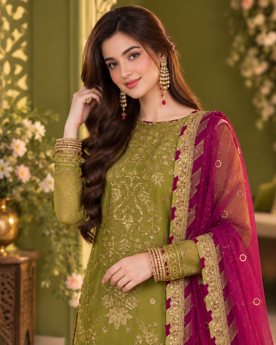 ZUNVEX Luxury Chiffon 3PC – Sequin Embroidered Suit