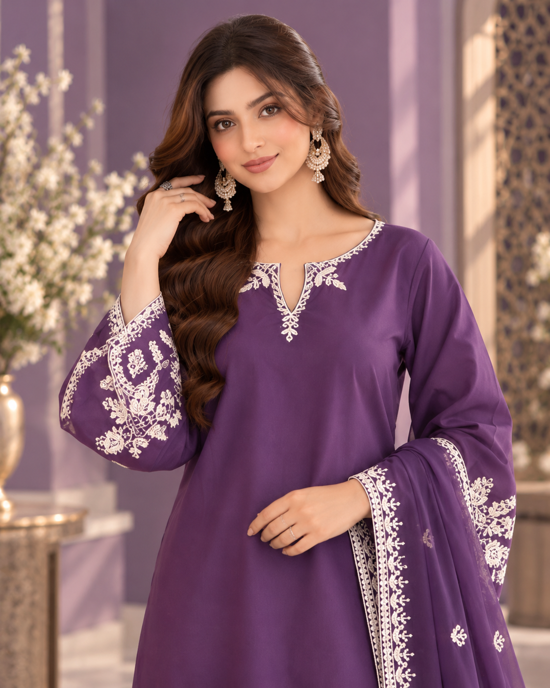 ZUNVEX Premium Winter Dhanak Embroidered 3PC Suit