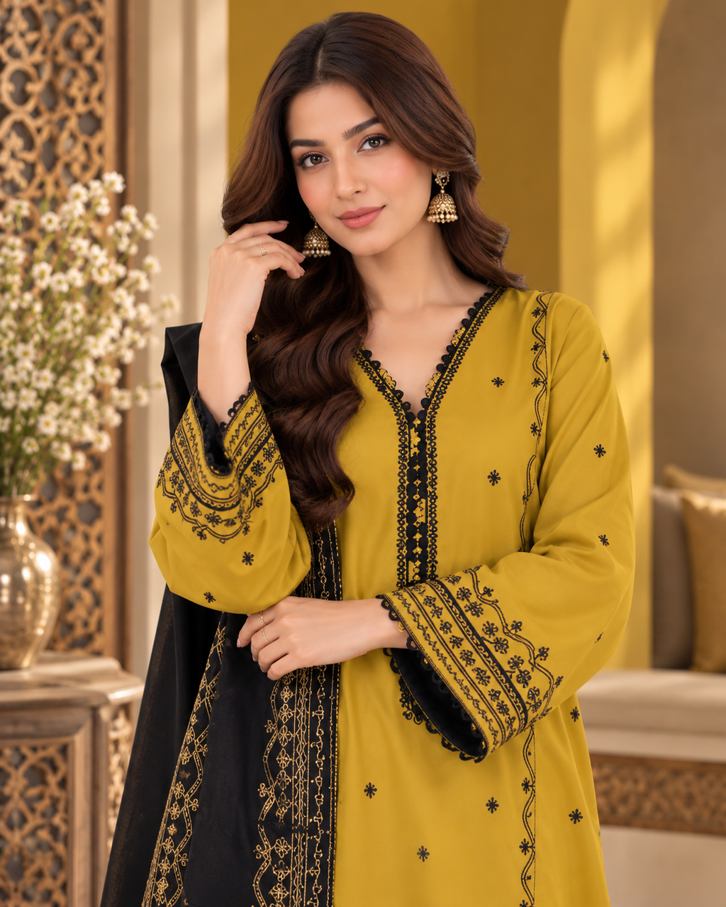 ZUNVEX Premium Dhanak Embroidered 3PC – Winter Collection