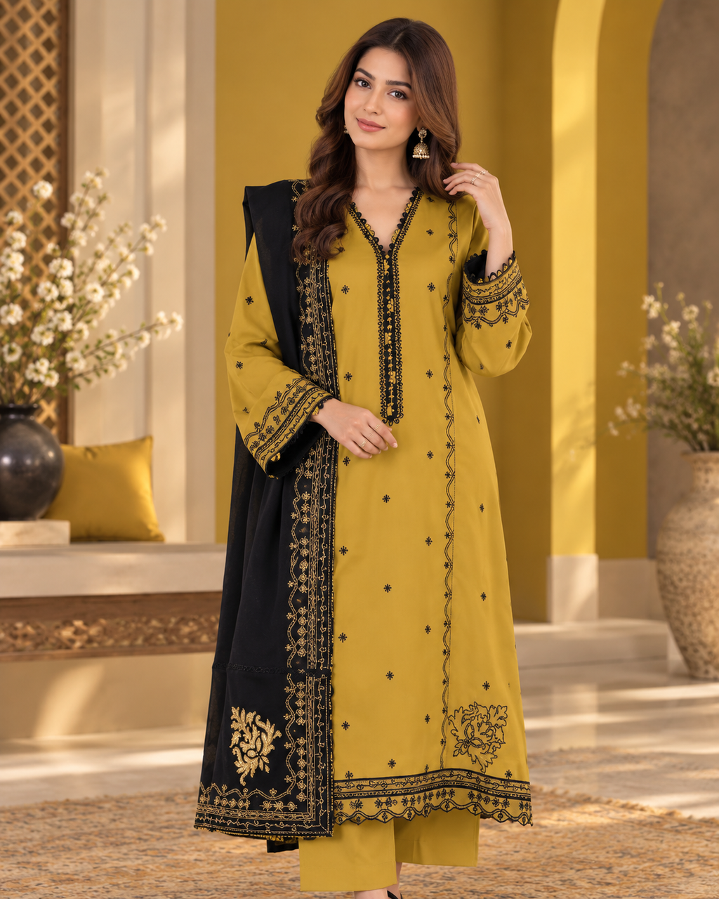 ZUNVEX Premium Dhanak Embroidered 3PC – Winter Collection