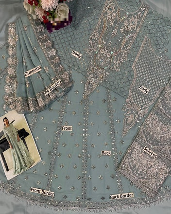 ZUNVEX Luxury Heavy Embroidered Chiffon 3PC Formal Suit