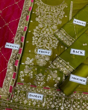 ZUNVEX Luxury Chiffon 3PC – Sequin Embroidered Suit